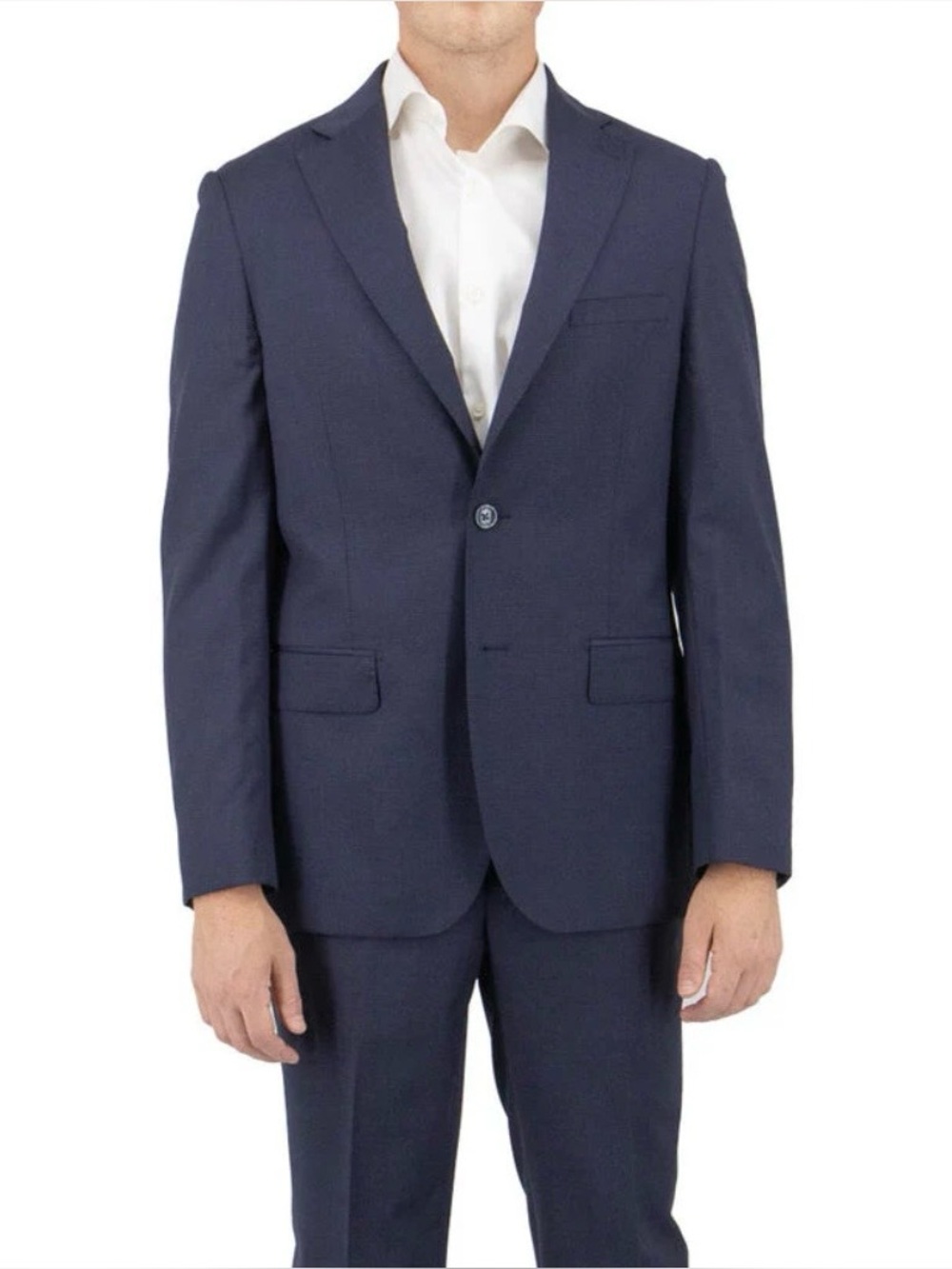TIGLIO Luxe Men's TUFO SUIT & VEST Blazer Dark Blue Size 48R 100% Wool ITALY